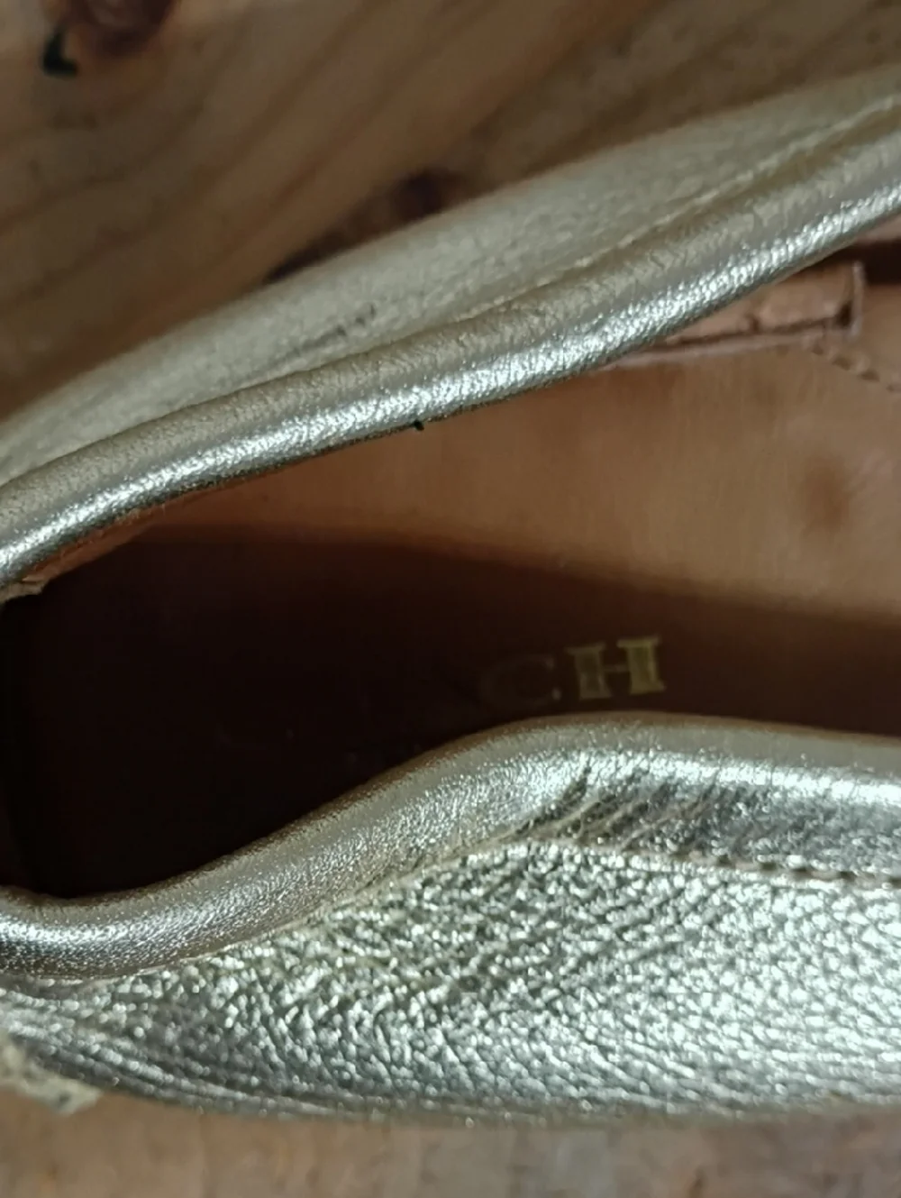 Coach Gold Amber Metallic Slip On Loafer Size 8.5 - Picture 3 of 9